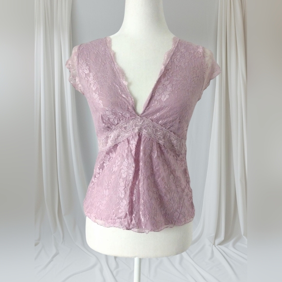 Apt 9 Lace V-Neck Pink Top Petite Small - Picture 1 of 6